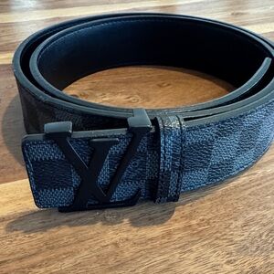 Louis Vuitton Black Checkered Designer Belt